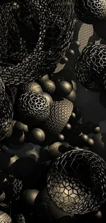 3D abstract spheres with a dark, geometric design.