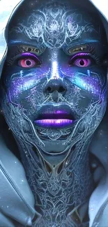 Futuristic cybernetic face with vivid colors.