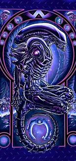 Futuristic alien art with purple hues.