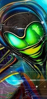 Futuristic alien design with vibrant colors.