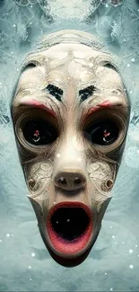 Futuristic alien face art wallpaper.