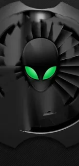 Sleek black and green alien-themed mobile wallpaper.