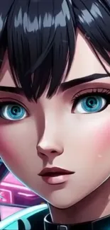 Detailed futuristic anime character portrait with vibrant features.