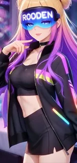 Futuristic anime girl with vibrant colors.