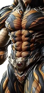 Futuristic armor design with intricate details and vibrant colors.