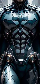 Futuristic armored hero suit with intricate details.