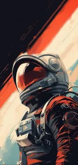 Futuristic astronaut in vivid colors digital art wallpaper.