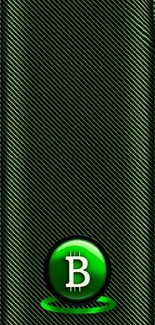 Futuristic mobile wallpaper with a green bitcoin design on a sleek background.