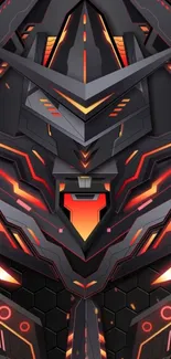 Futuristic black and red abstract design wallpaper.