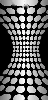 Futuristic black and white wave pattern on mobile wallpaper.