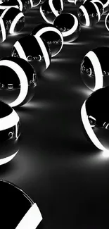 Futuristic black and white spheres wallpaper.