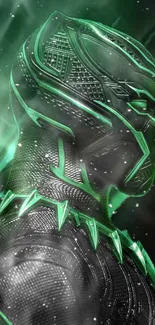 Futuristic Black Panther with green accents on a vibrant, dynamic background.