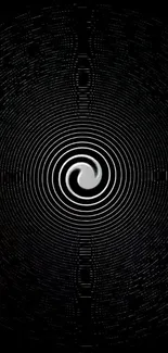 Futuristic black spiral with abstract design on mobile wallpaper.