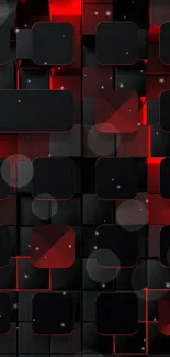 Black and red futuristic block pattern wallpaper.