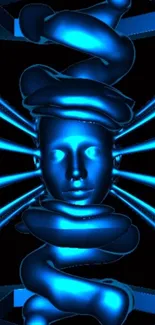 Futuristic blue 3D art with dynamic design