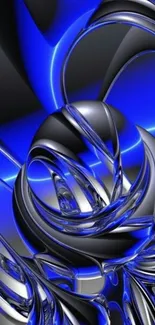Futuristic abstract design with blue and chrome elements.
