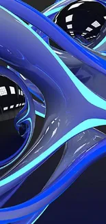 Futuristic blue abstract design with reflective curves.