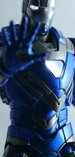 Blue futuristic armor with glowing details.