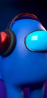 Blue character with headphones wallpaper.