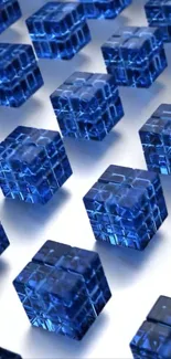Futuristic blue cubes pattern wallpaper.