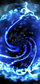 Dynamic blue vortex with swirling energy pattern.