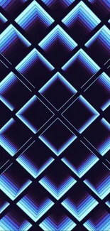 Futuristic blue geometric wallpaper with glowing design elements.