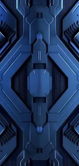 Futuristic blue geometric pattern wallpaper.