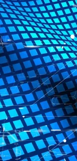 Futuristic blue grid wallpaper with dynamic design.