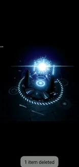 Futuristic glowing blue circles on a dark background.