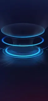 Futuristic blue neon circles on a dark background wallpaper.