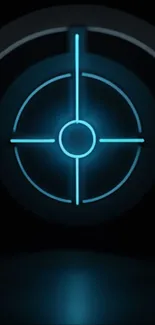 Futuristic blue target design on a dark background.