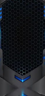 Futuristic tech wallpaper with blue tones and hexagonal patterns