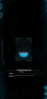 Futuristic blue tech design with digital elements