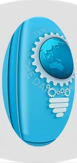 Futuristic blue mobile wallpaper with gears and globe design.