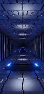 Futuristic blue tunnel wallpaper with glowing light accents.