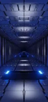 Futuristic blue tunnel with modern design.