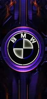 Futuristic BMW logo wallpaper with neon accents.