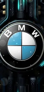 Sleek futuristic BMW logo design for mobile wallpaper.