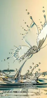 Artistic representation of a butterfly formed from water splashes.