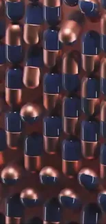 Futuristic abstract wallpaper with capsules in copper and blue.