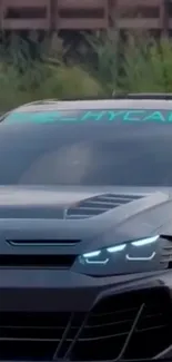 A futuristic car with glowing LED lights in a sleek design wallpaper.