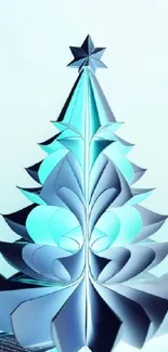 Futuristic Christmas tree with sleek design in light blue color.