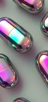 Futuristic chromatic capsule design pattern wallpaper.