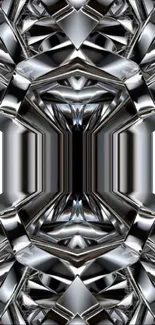 Futuristic chrome abstract geometric wallpaper.