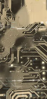 Futuristic circuit board design wallpaper with intricate patterns.