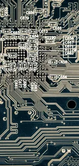 Dark teal circuit board design wallpaper for tech lovers.