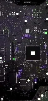 Intricate black circuit board design wallpaper.