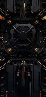 Futuristic circuit board wallpaper with neon accents.