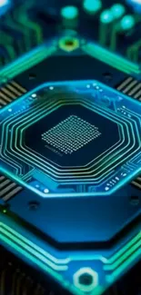 Futuristic blue circuit board wallpaper for tech lovers.