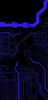 Blue circuit board pattern on black background.